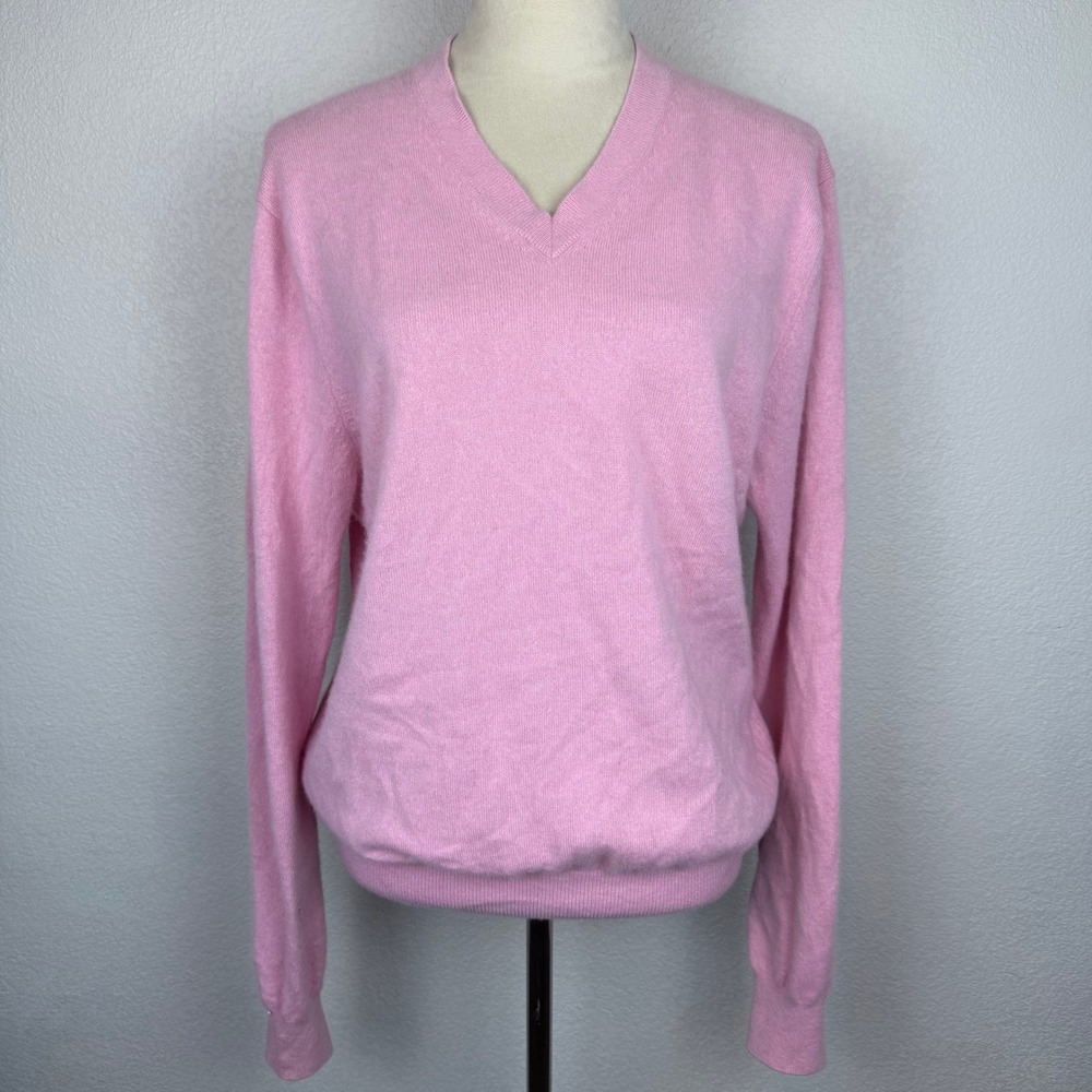 VTG Fairway‎ & Greene Womens Pink 100% Italian Cashmere V-Neck Sweater Pullover